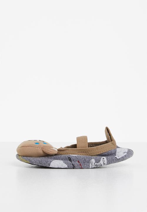 Pop Candy - Baby boys bear slipper - grey