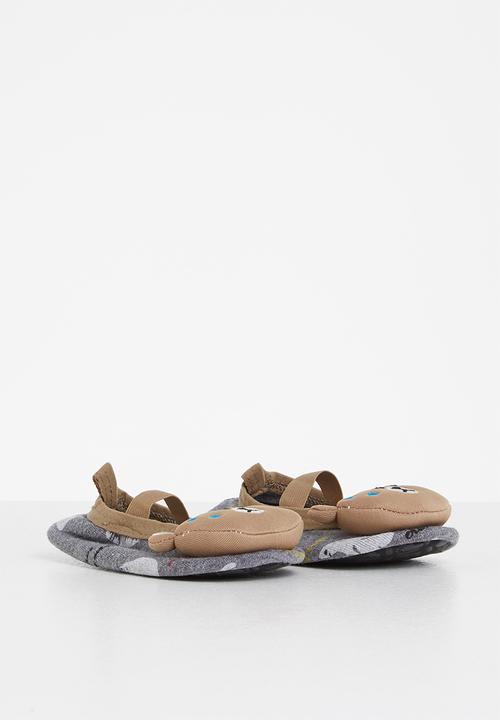 Pop Candy - Baby boys bear slipper - grey