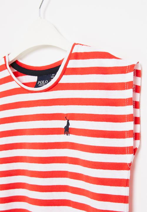 POLO - Girls paige striped tee - red & white 