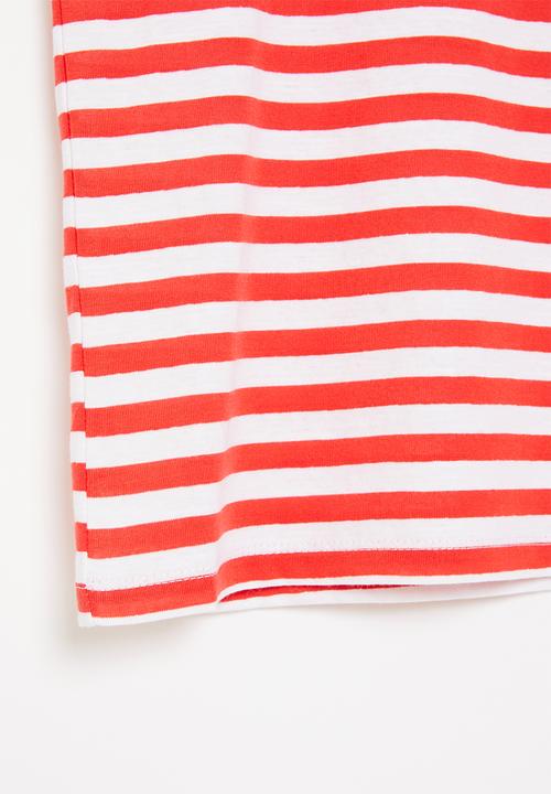 POLO - Girls paige striped tee - red & white 
