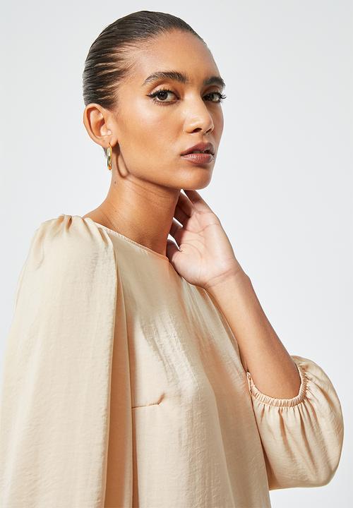 VELVET - Satin cowl back balloon sleeve blouse - ecru