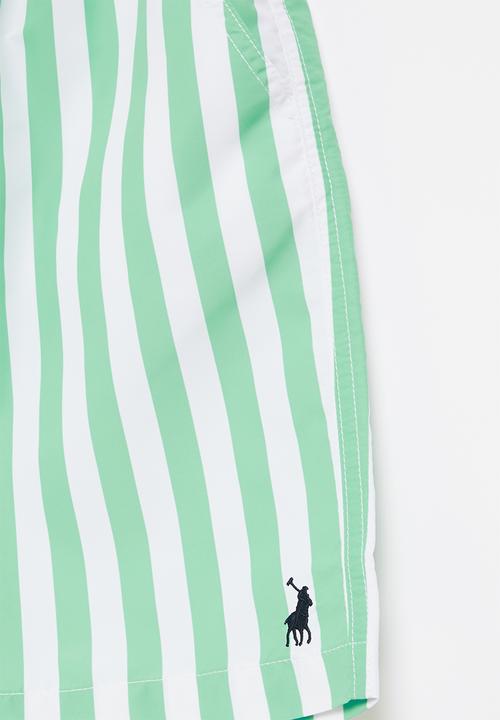 POLO - Girls hannah striped short - green & white 
