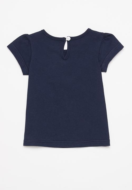 Pop Candy - Baby girls 2 pack design tee - navy & pink