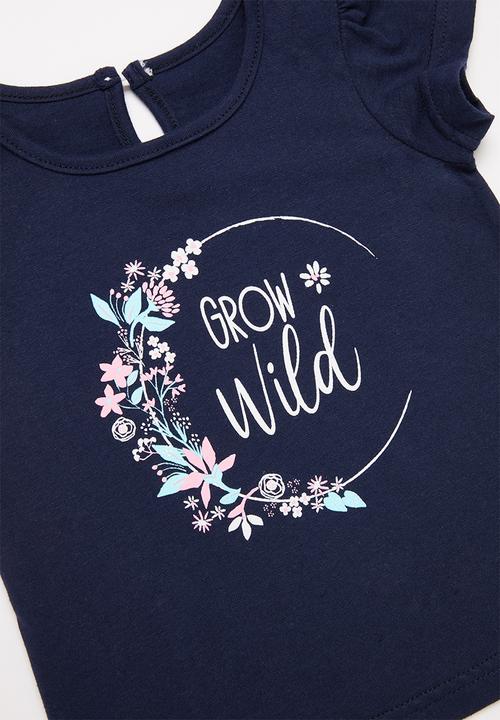Pop Candy - Baby girls 2 pack design tee - navy & pink