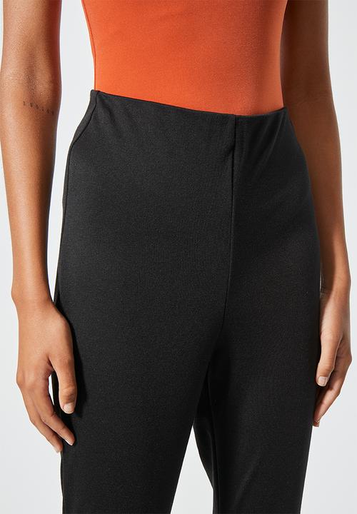 VELVET - Pull on tregging with side slit - black