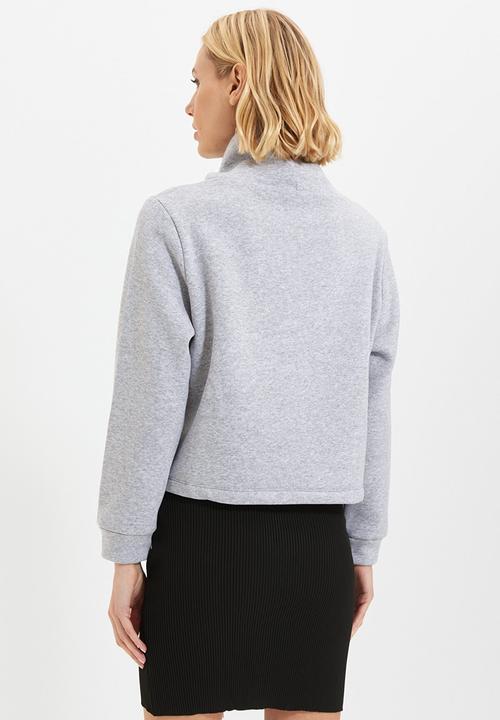 Trendyol - Turtleneck basic raised knit sweatshirt - grey