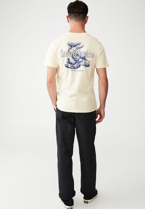 Cotton On - Tbar moto t-shirt- cream puff & custom machines