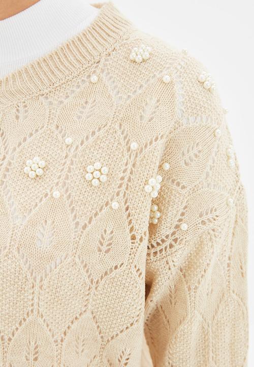 Trendyol - Openwork knit cardigan - stone