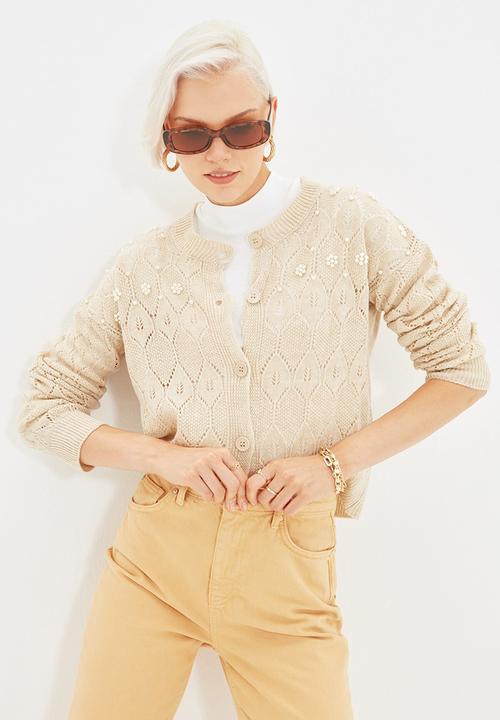 Trendyol - Openwork knit cardigan - stone