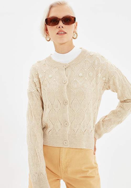Trendyol - Openwork knit cardigan - stone