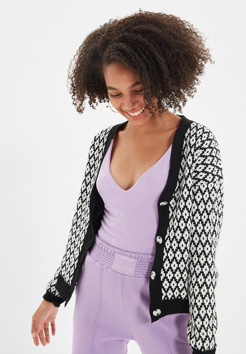 Trendyol - Jacquard knit cardigan - black