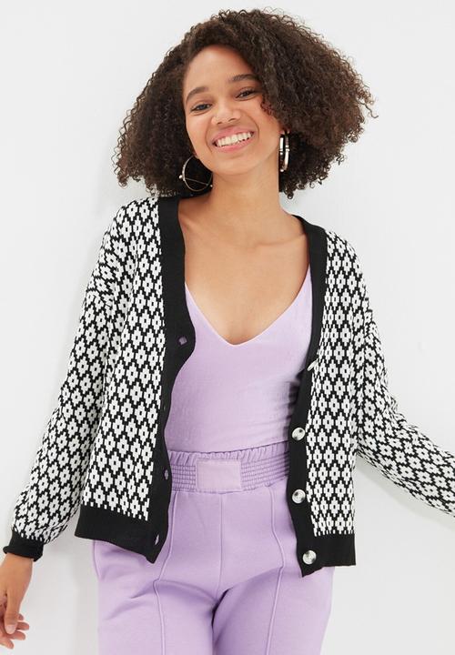 Trendyol - Jacquard knit cardigan - black