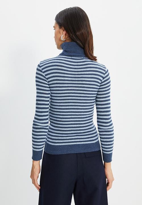 Trendyol - Striped knit sweater - indigo