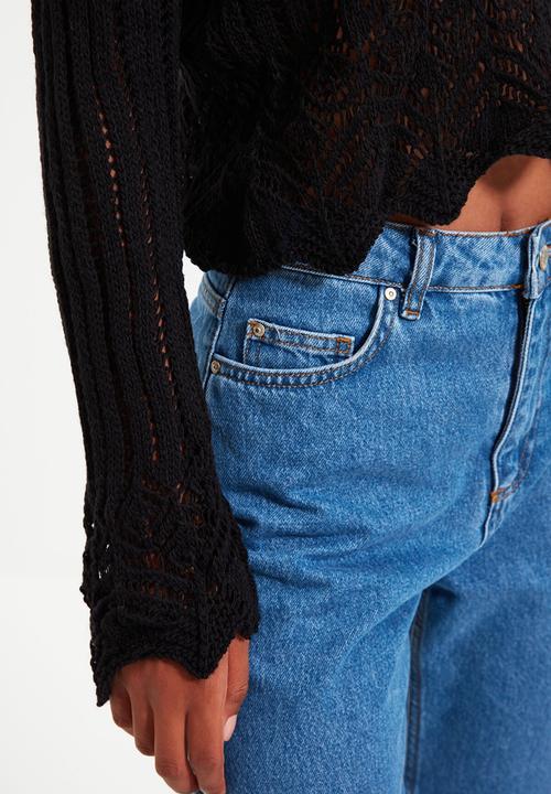 Trendyol - Openwork knit top - black