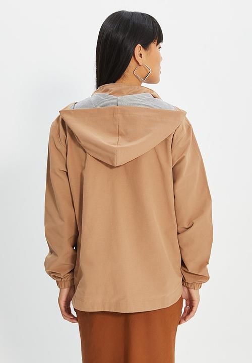 Trendyol - Oversized hooded zipper detailed coat - camel