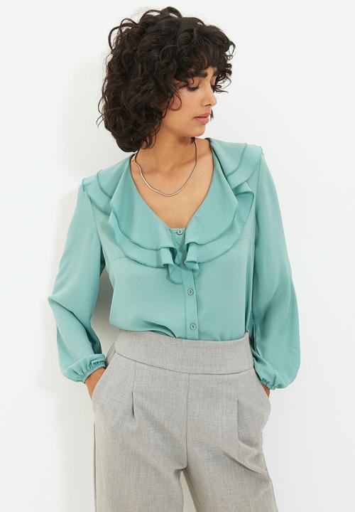 Trendyol - Ruffle shirt - mint