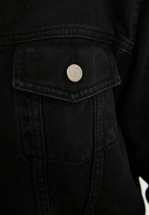 Trendyol - Basic crop denim jacket - black