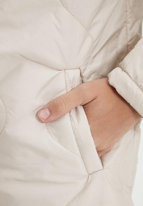Trendyol - Buttoned quilted long length jacket  - stone