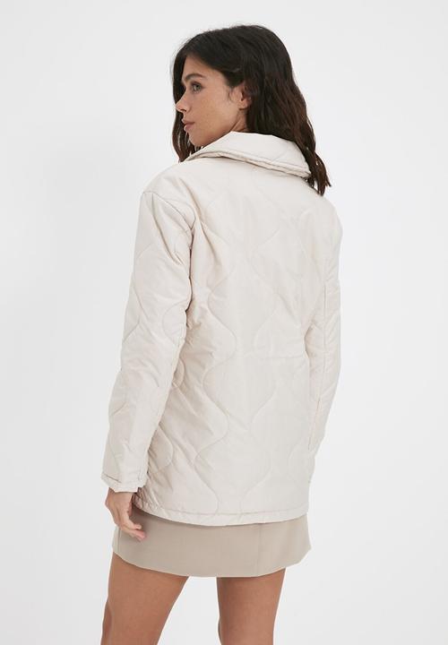 Trendyol - Buttoned quilted long length jacket  - stone
