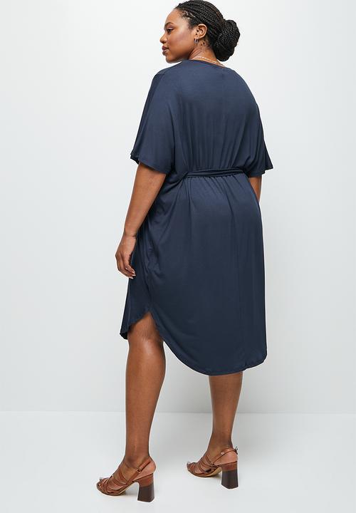 edit Plus - Tie waist tee dress - navy