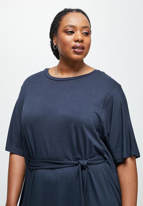 edit Plus - Tie waist tee dress - navy