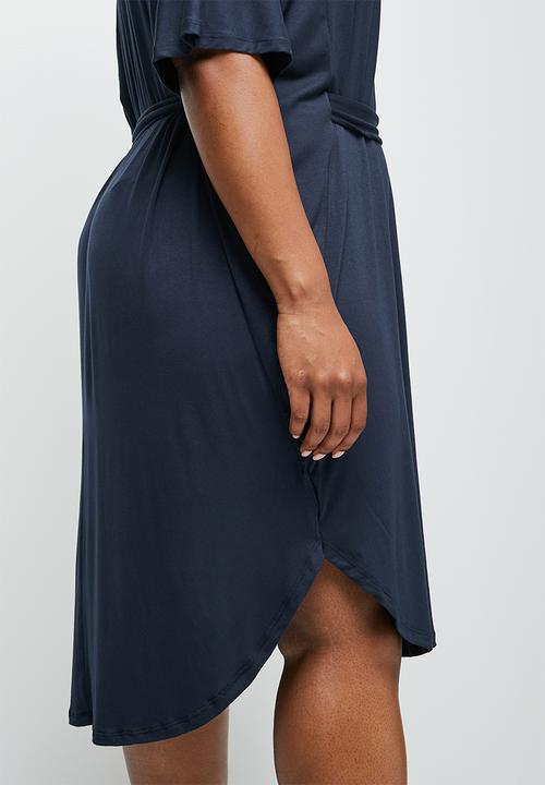 edit Plus - Tie waist tee dress - navy