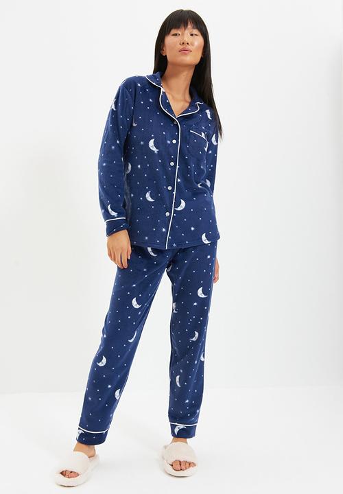 Trendyol - Moon pattern knitted pajama set - navy