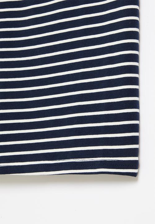 Pop Candy - Boys stripe golfer - navy & white