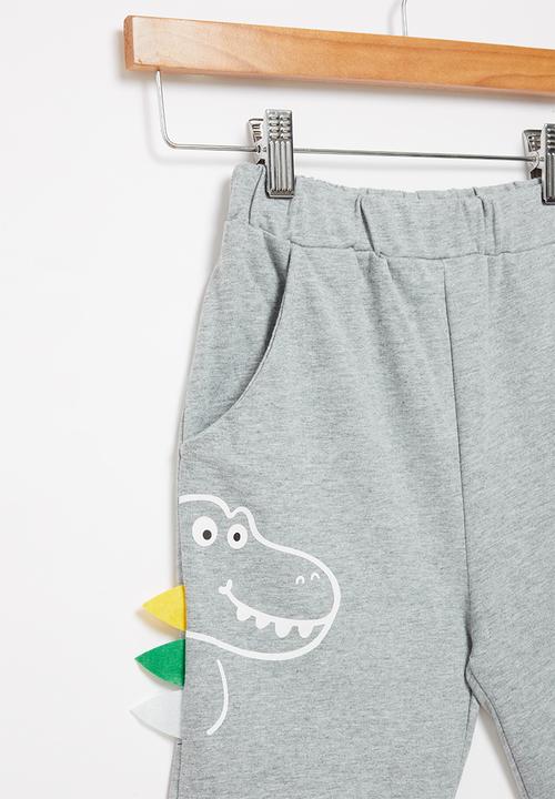Pop Candy - Boys dino fleece shorts - grey 