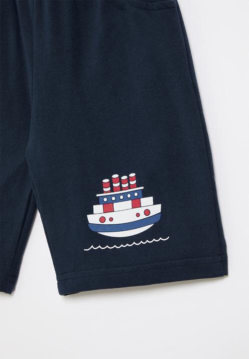 Pop Candy - Boys printed fleece shorts - navy