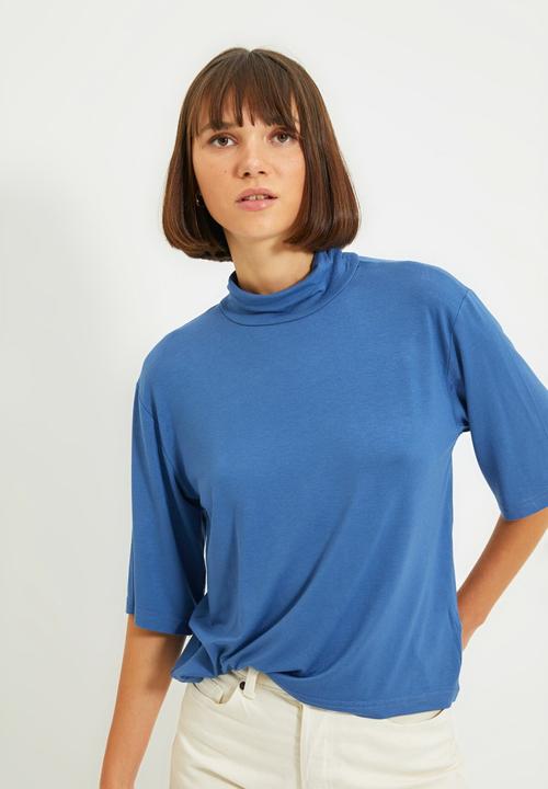 Trendyol - High collar knit top - indigo