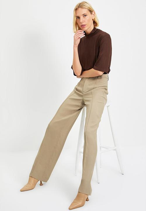 Trendyol - Stand up collar knitted top - brown