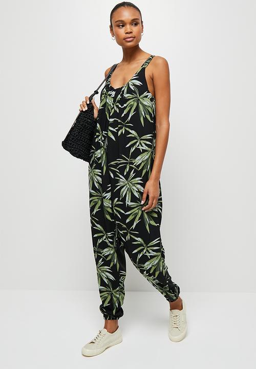 edit - Ruched neck oversized jumpsuit - night foliage
