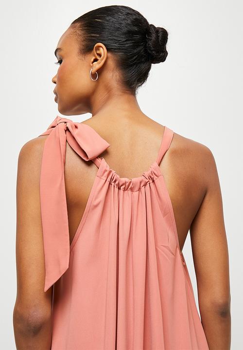 MILLA - Halter trapeze maxi dress with tie - loubster