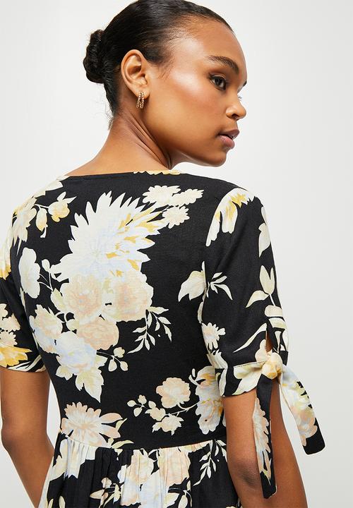 MILLA - Button down mini dress with ties - multi 