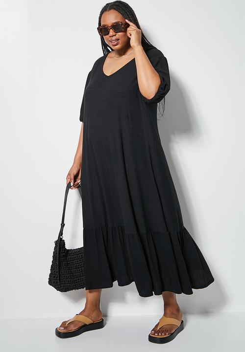 Superbalist - Textured woven midi dress - black
