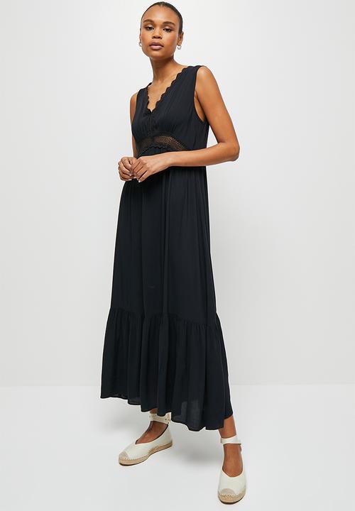 MILLA - Trim inset detail midi dress - black
