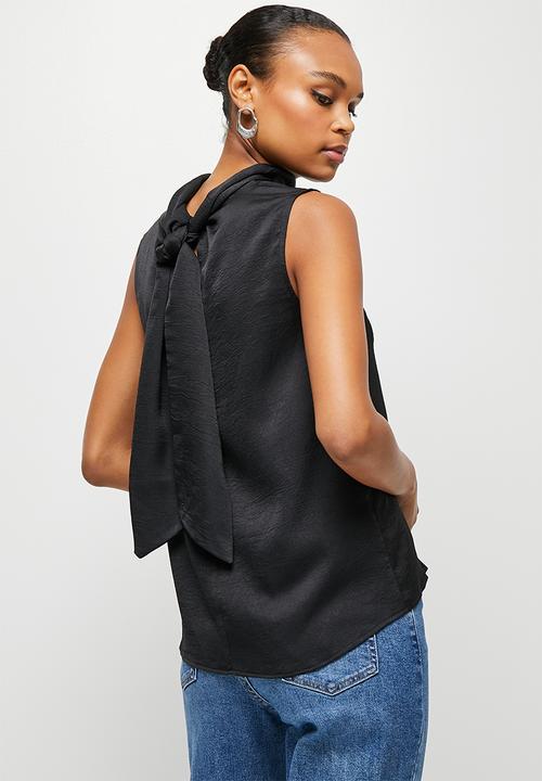 MILLA - Satin scarf blouse - black