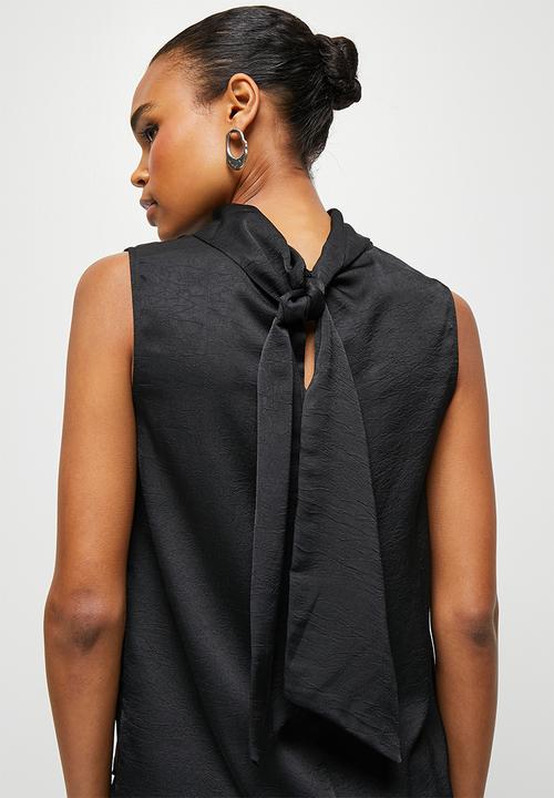 MILLA - Satin scarf blouse - black