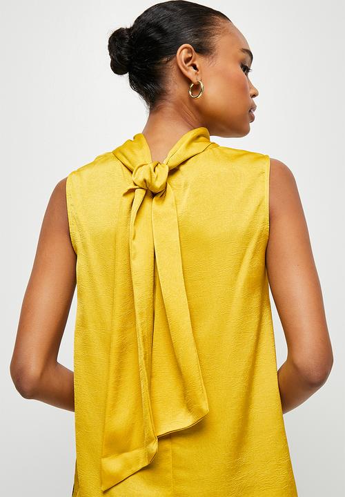 MILLA - Satin scarf blouse - yellow