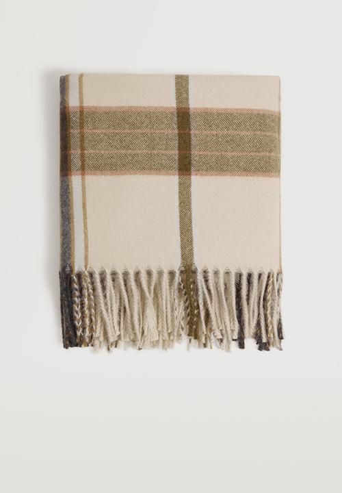 MANGO - Fringed check scarf - multi