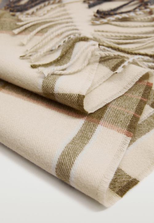 MANGO - Fringed check scarf - multi