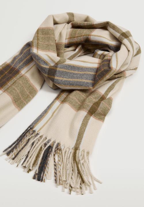 MANGO - Fringed check scarf - multi