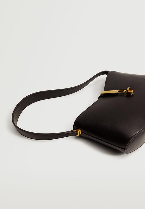 MANGO - Buckle baguette bag - chocolate