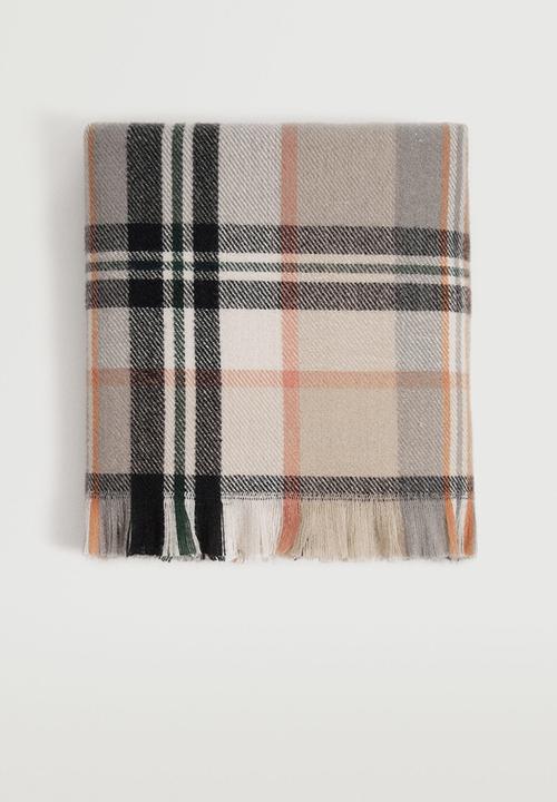 MANGO - Fringed check scarf - multi
