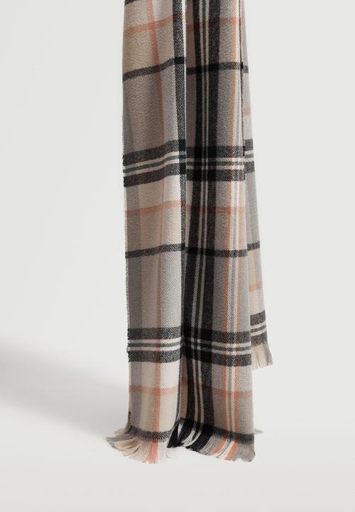 MANGO - Fringed check scarf - multi