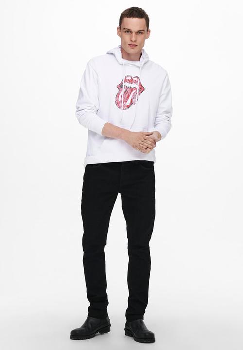 Only & Sons - Onsstones life reg hoodie - white