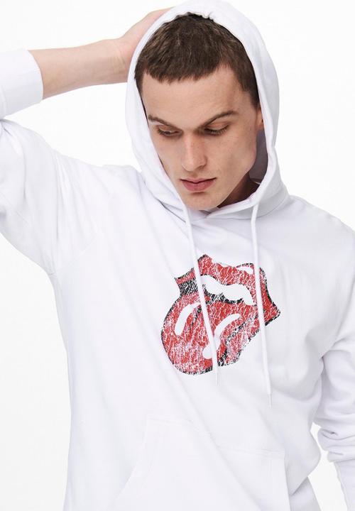 Only & Sons - Onsstones life reg hoodie - white