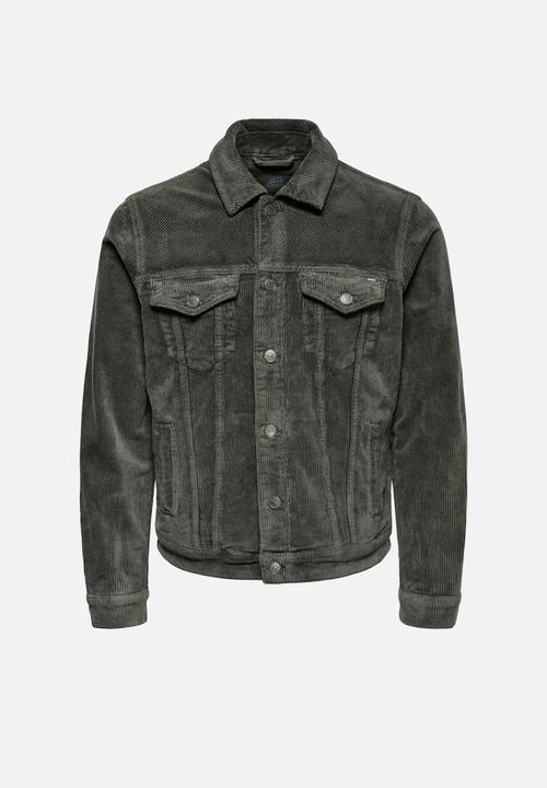 Only & Sons - Coin corduroy trucker jacket - peat