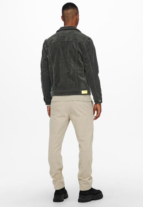 Only & Sons - Coin corduroy trucker jacket - peat